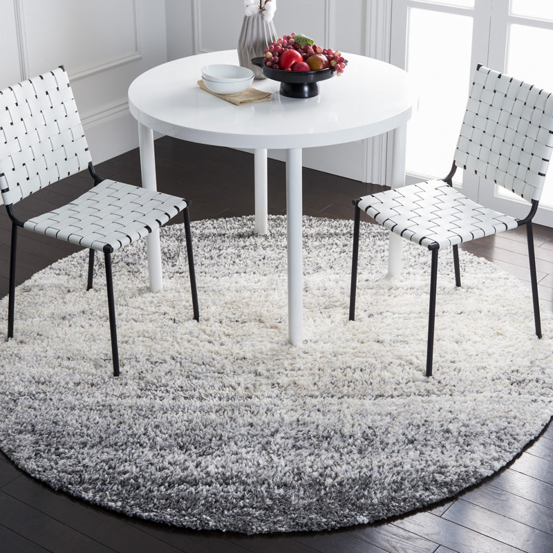 Mena Abstract Black/Gray Area Rug, Round 6'7"