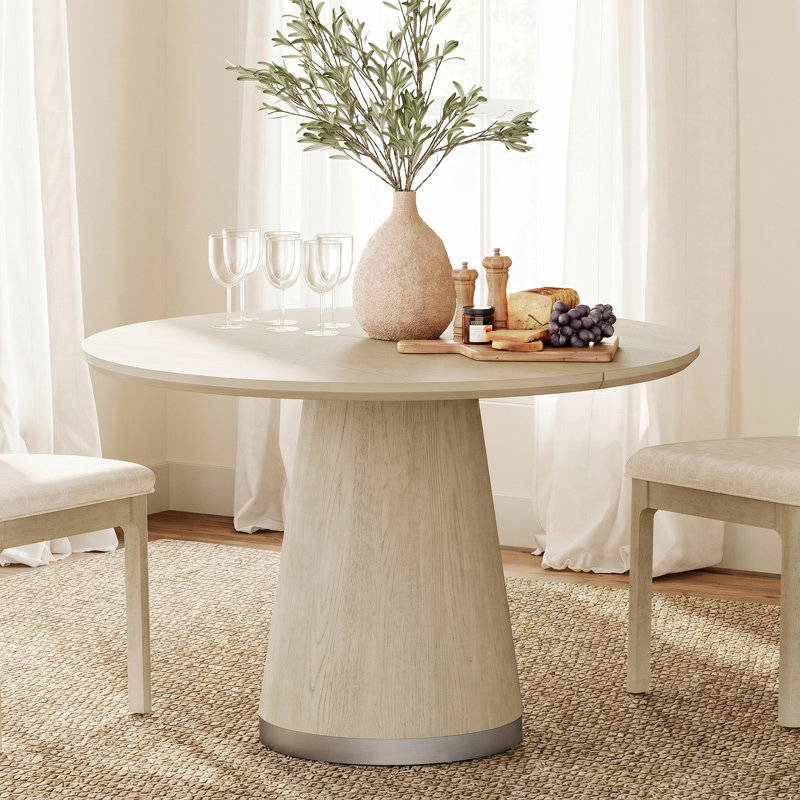 43" Round Dining Table With Pedestal Base, Biscotti