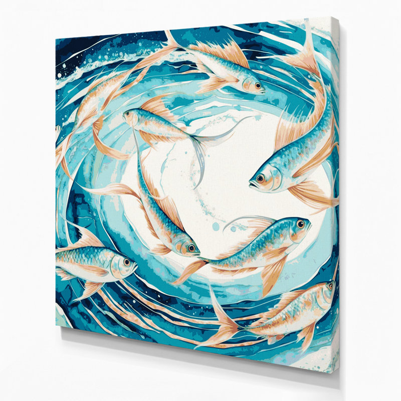 Hawaiian Flying Fish Green Canvas Wall Art, 12" H x 12" W