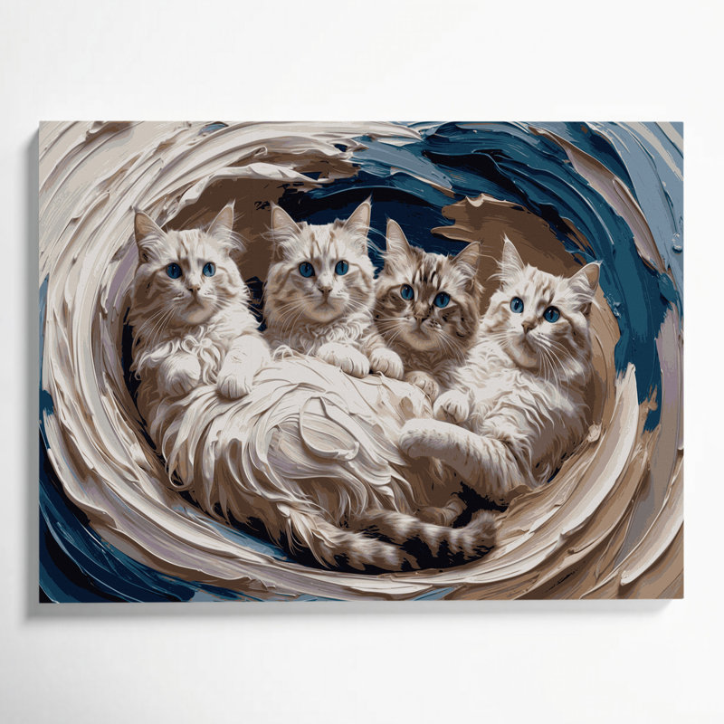 Cats Ragdoll, art mural sur toile grise, H 24 po x l 36 po