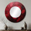 Shamkia cerisier feuillage feuilles I - grand miroir de feuilles, décor de miroir mural rond unique rouge, impression d'art en métal-657634103