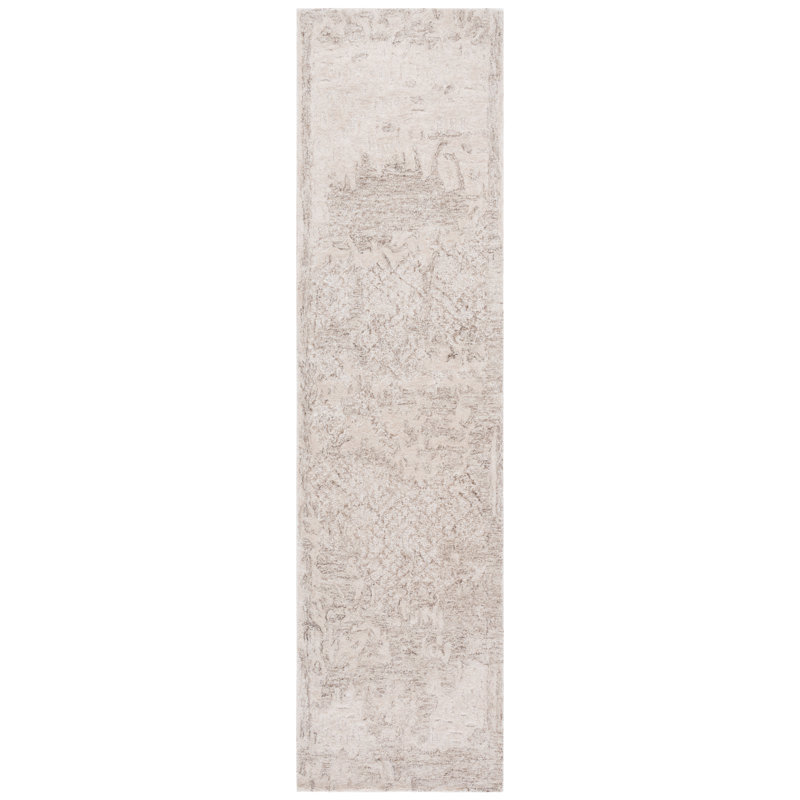 Laine touffetée à la main Malinka 101; Tapis abstrait en coton, Tapis de couloir 2 pi 3 po x 9 pi