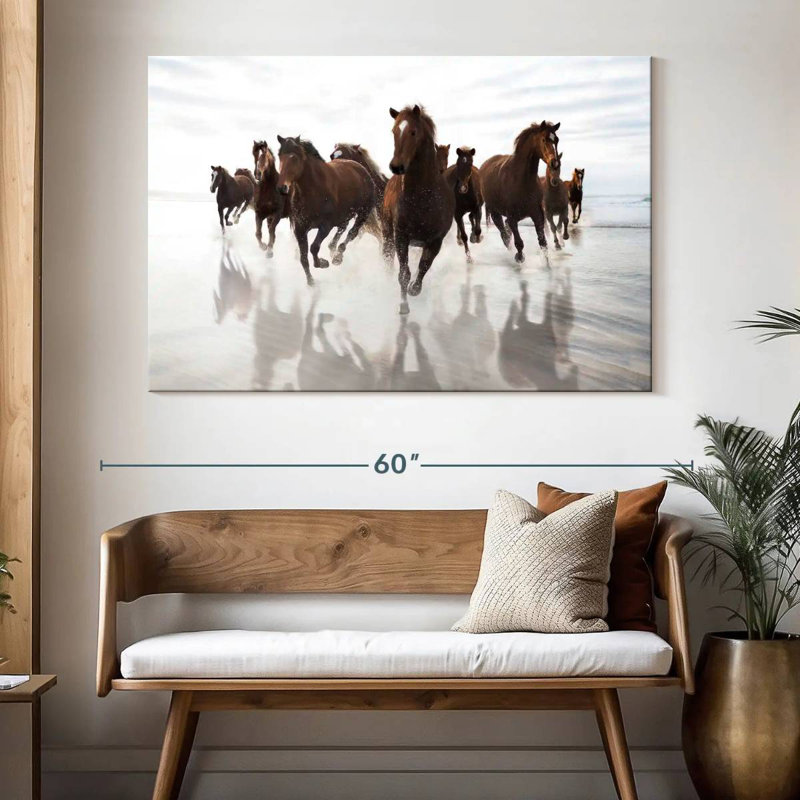 Brampt Running Brown Horses, 34" H x 51" W