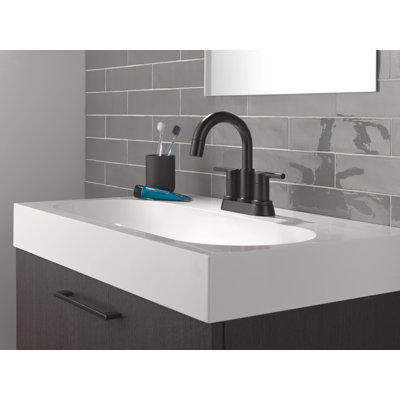 Nicoli Centerset Matte Black Bathroom Faucet with Sprayer, 4 Inch Bathroom Sink Faucet with Pull Out Sprayer, Push-Pop Drain, Matte Black