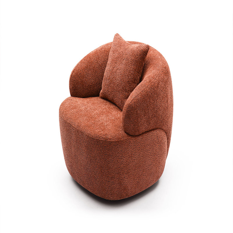 35'' Wide Upholstered Barrel Chair, Orange Fabric