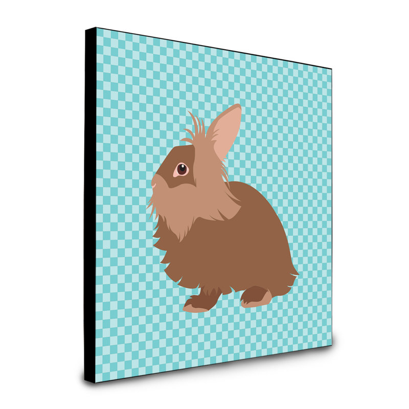 Panneau mural d’art de lapin lionhead Drossett, bleu
