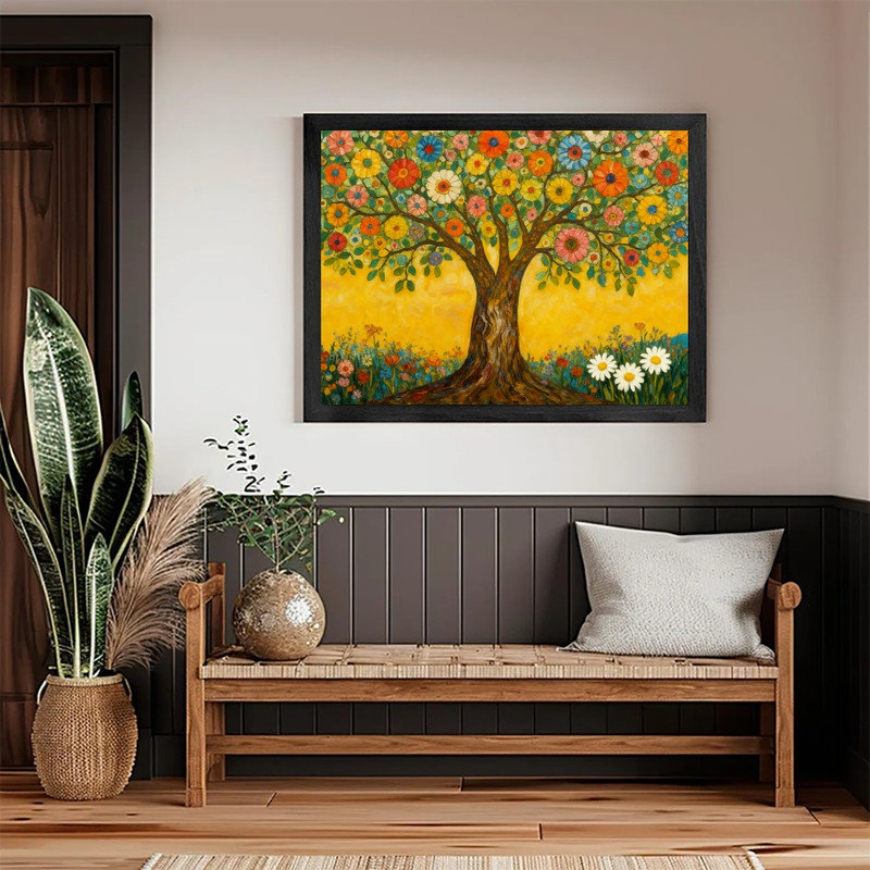 «Black», art floral inspiré de Gustav Klimt, impression bohémienne, H 9 po x l 11 po