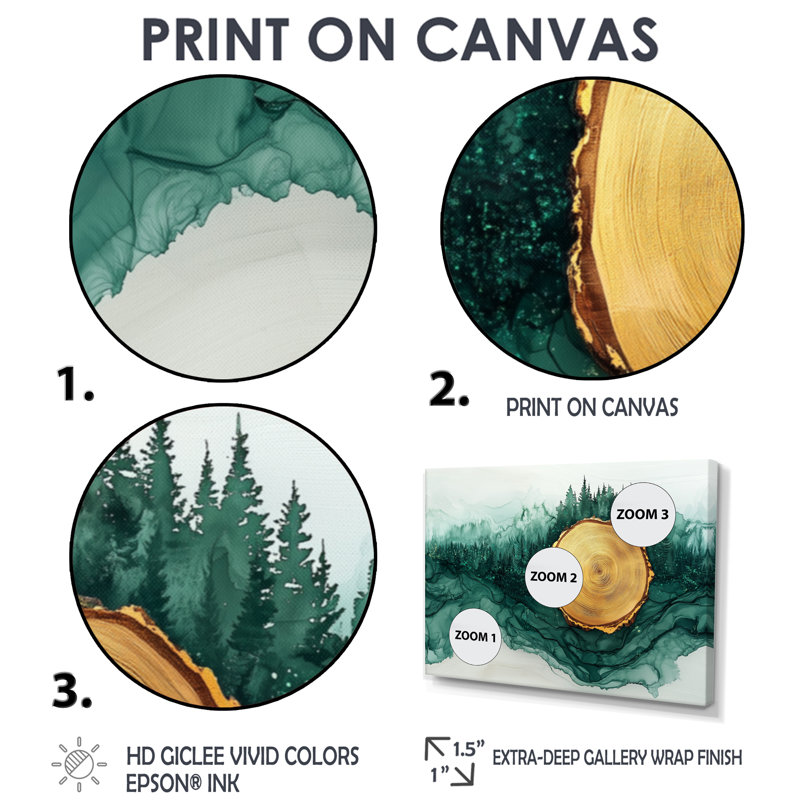 Forêt d'hiver avec paysage de rivière Emerald III - art mural forêt, Cadre simple, Noir, H 12 po x l 20 po