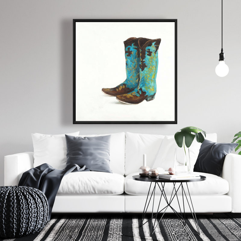 "Bottes de cowboy bleues" sur toile, H 36 po x l 36 po