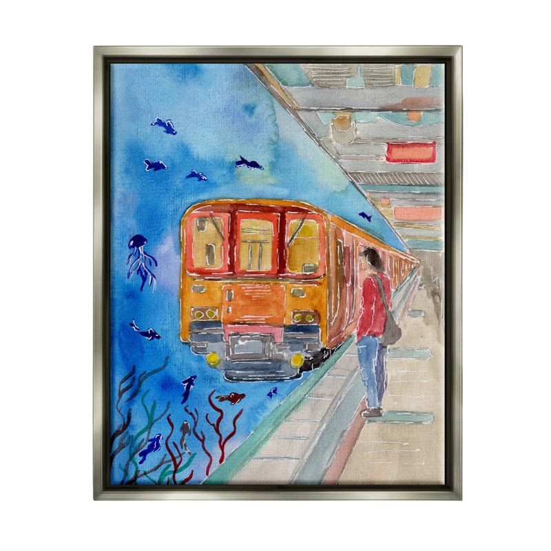 «Underwater Aquarium Subway Train», estampe numérique par Sebastian Grafmann, H 31 po x l 25 po x P 1,7 po