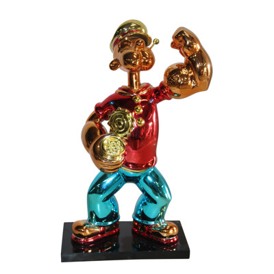 Statue popeye abstraite et géométrique en résine avec chemisier rouge Nifao Collection, décoration pour décoration intérieure 6 x 13 po x H 17 po