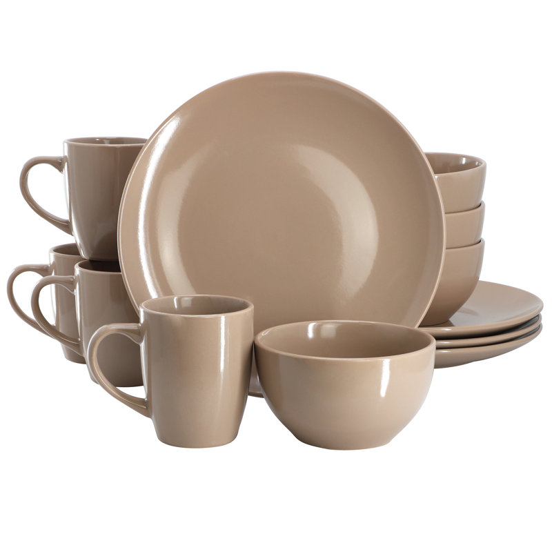 Service de table en grès 12 pièces Gibson Home Everyday Plus , Brun