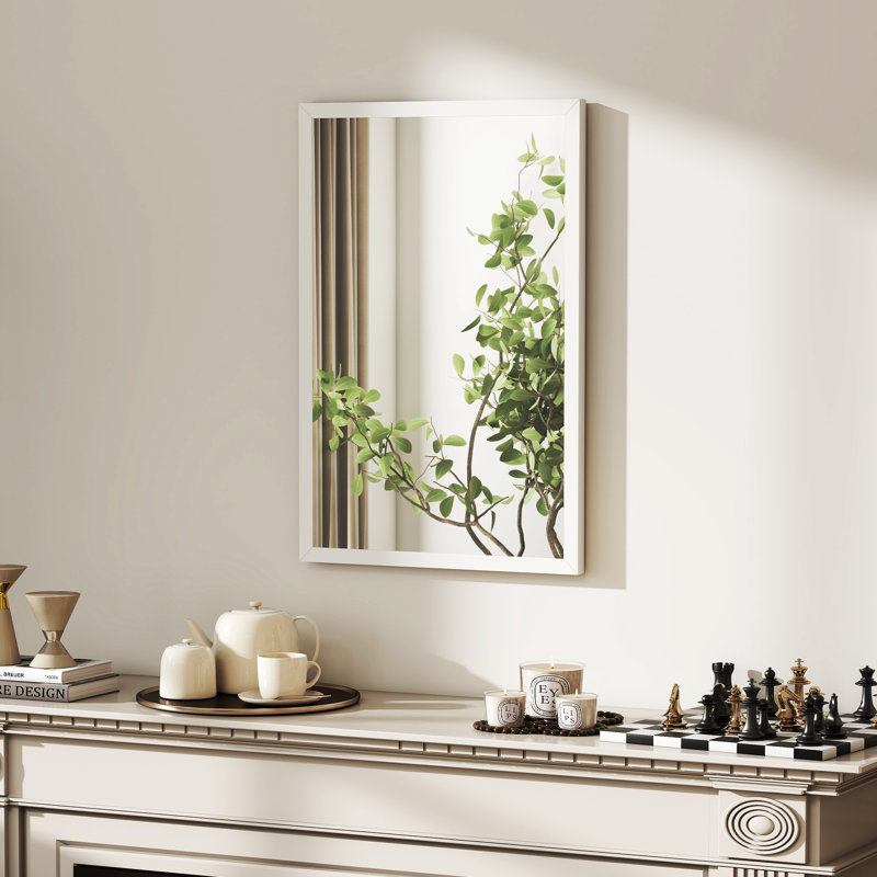 HOMCOM Decorative Rectangular Wall Mirror Wall-Mounted 60 x 40 cm White