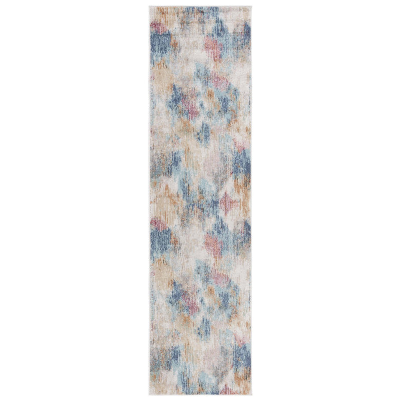 Graber Phoenix 508 Area Rug In Aqua / Gold Rose, Runner 2'2" x 9'
