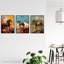 Wild Horses Oil Galloping Wilderness Earthy Tones - 3 Piece No Frame Print Set-2060137358