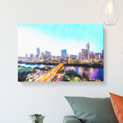 Austin Texas Skyline Painting - Wrapped Canvas