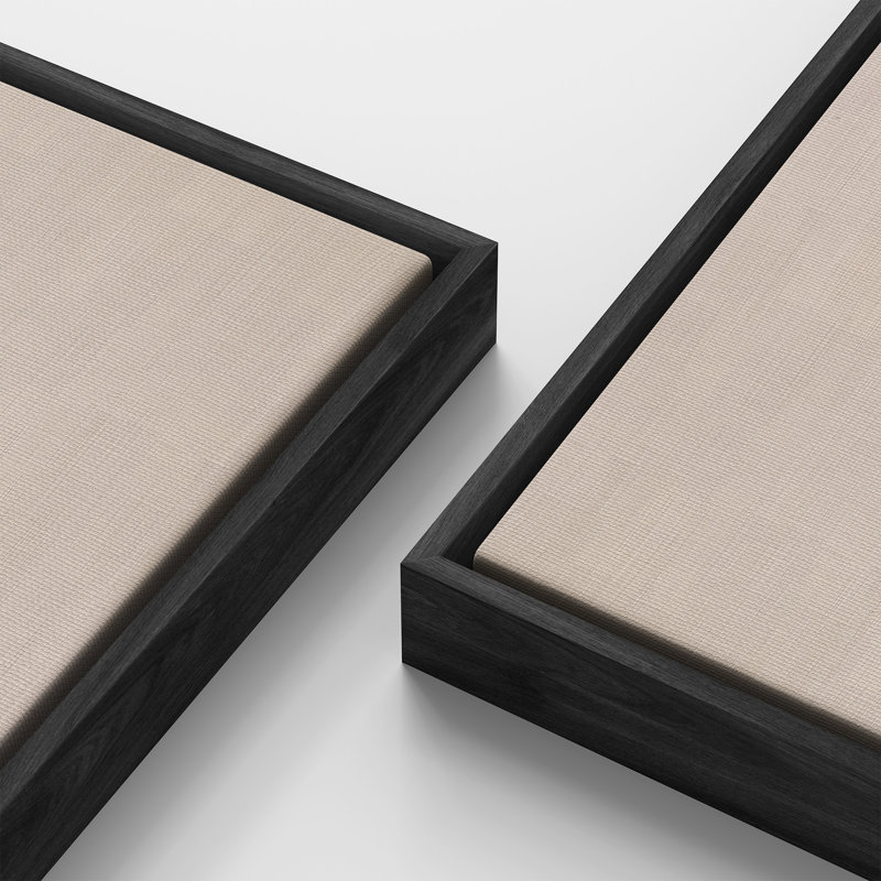 Minimaliste fleur blanche sur fond beige neutre - grande impression encadrée sur toile de la chambre principale, Noir