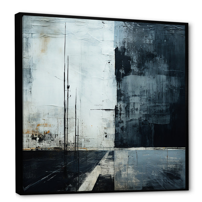 Paysage urbain noir et blanc - Expression de route III - impressions sur toile, Cadre flottant noir