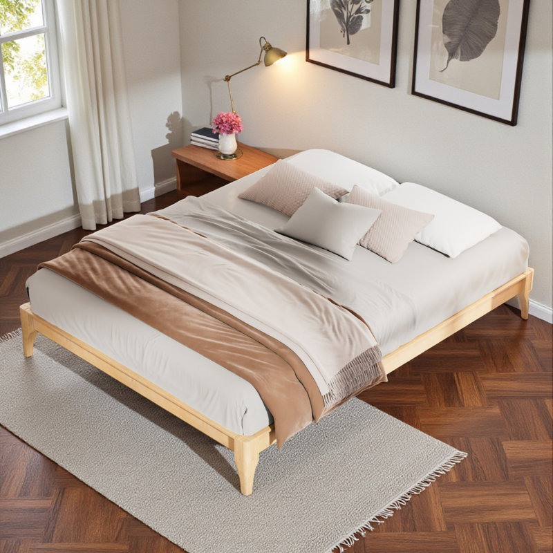 Base de lit plateforme en bambou - Support de lattes robuste, aucun sommier nécessaire, Naturel, Très grand