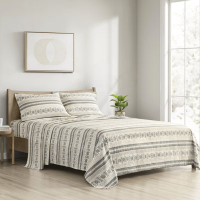 Drap 100% coton imprimé en flanelle pour grand lit - confortable et doux pour une bonne nuit de sommeil, imprimés variés, drap plat, matelas ajusté de 14 po, 2 taies d'oreiller, facile à laver à la machine, confortable