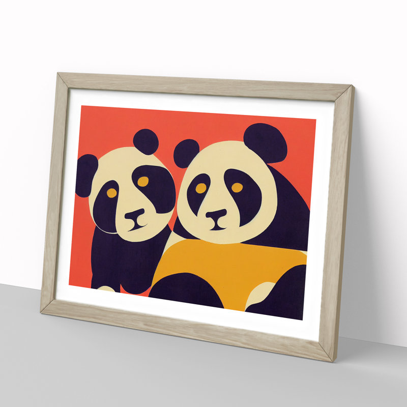 Abstract Pandas Vol.1 - Framed Print, 46cm H x 64cm W x 2cm D, Oak