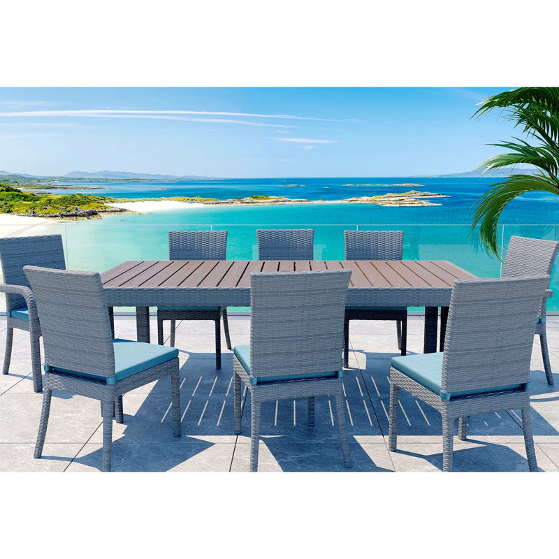 Ensemble de table de salle à manger d'extérieur 9 pièces Balcones avec 8 chaises