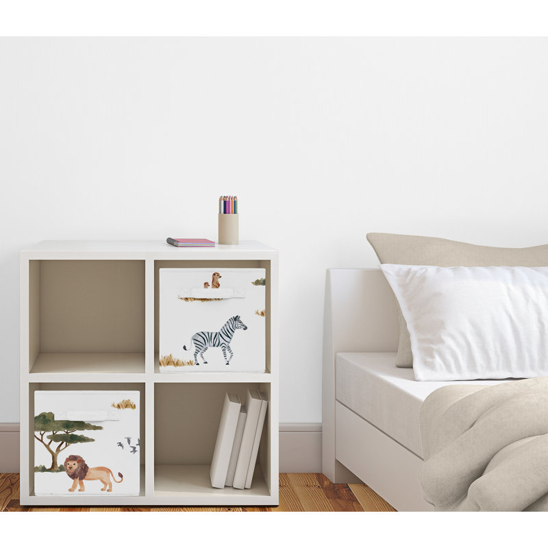 Multicolor Jungle Animals Fabric Storage Bins Set of 2