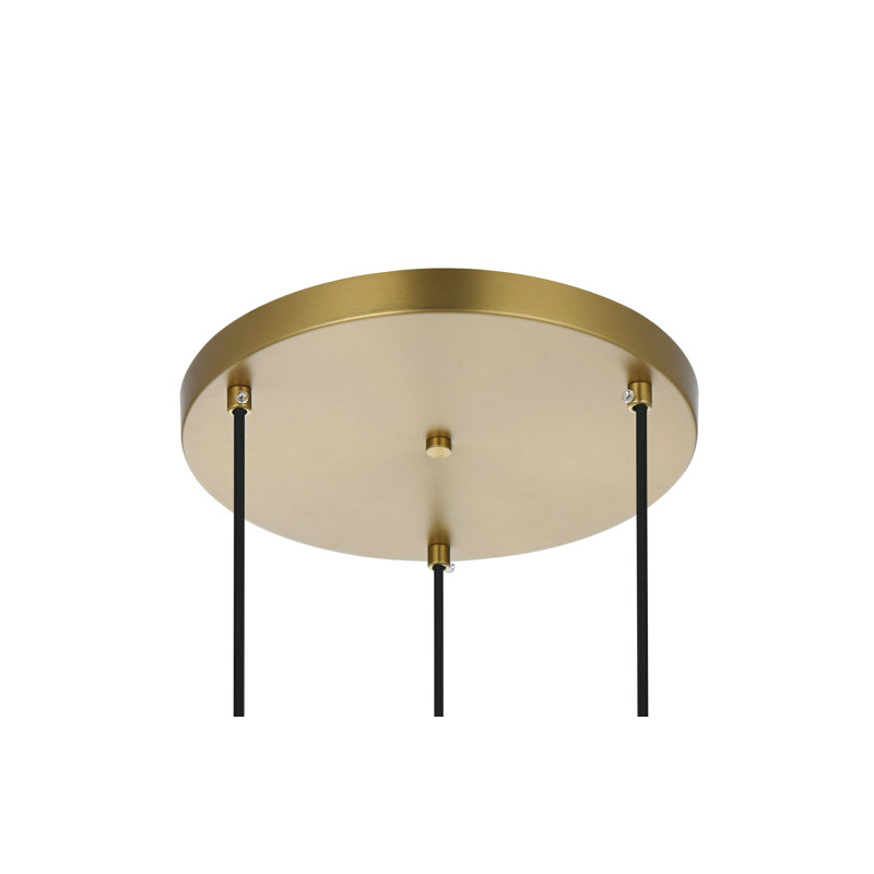 Luminaire suspendu géométrique à 3 lumières Vandyke, Blanc, Or satiné