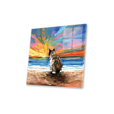 Beach Days - Impression de chat raquette sur verre acrylique