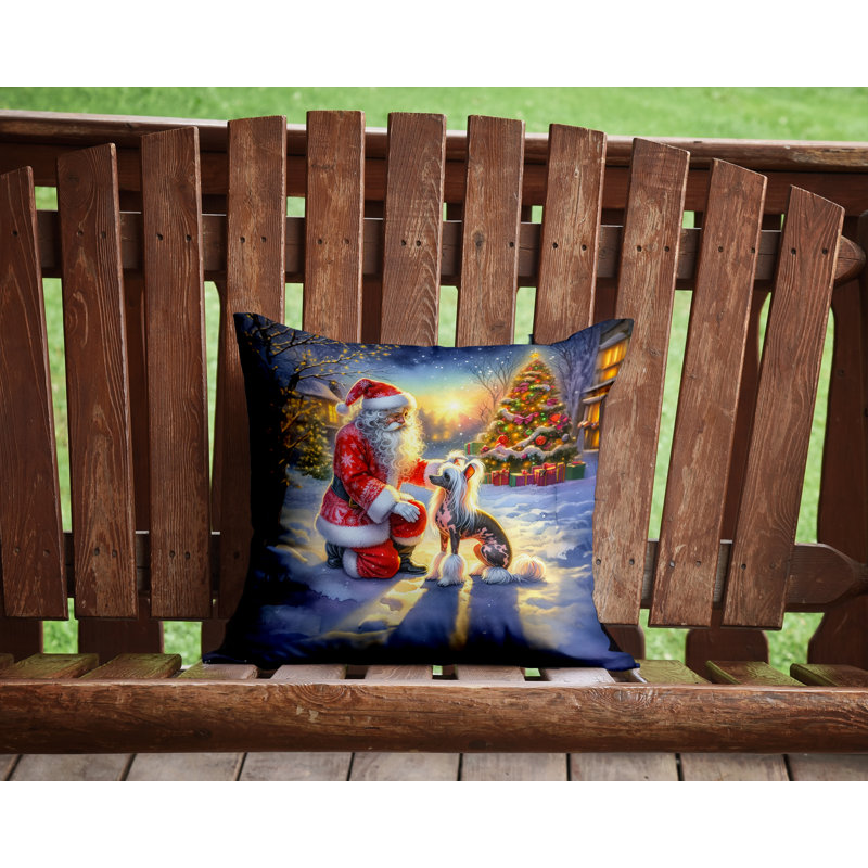 Coussin chinois à crête et père Noël, H 14 po x l 14 po