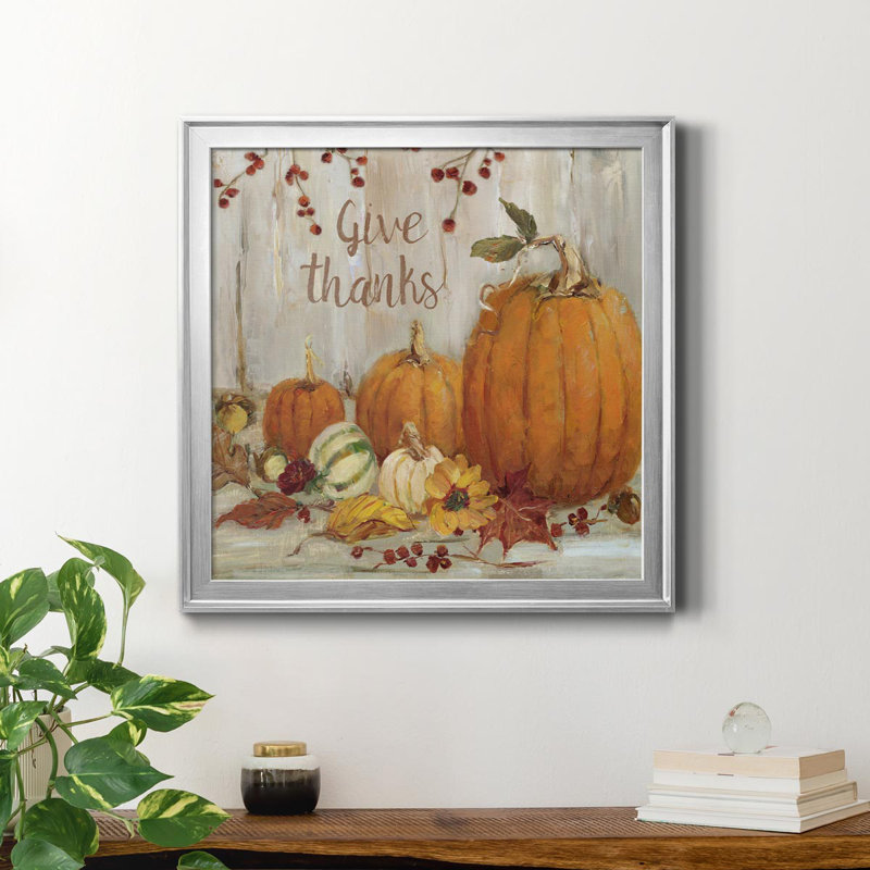 «Pumpkin Patch Off Thanks» - peinture sur toile encadrée, Argent, H 17,5 po x l 17,5 po x P 1,5 po