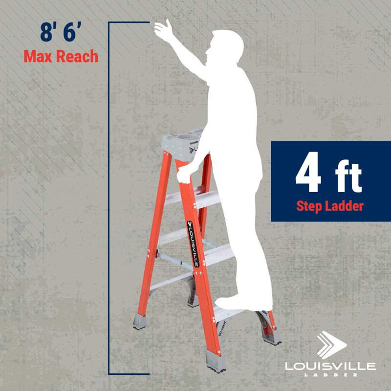 Échelle de louisville, 4 pieds, échelle de l’échelon en fibre de verre, type i, capacité de charge de 300 lb, fs1504