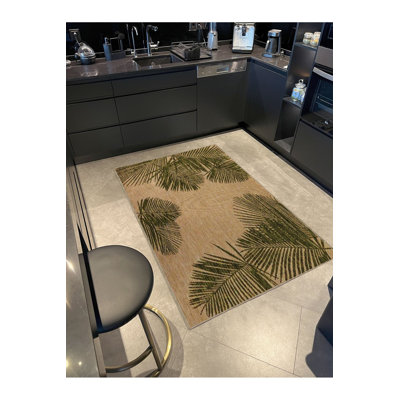 Tapis décoratif vert lavable à la machine Green Leaf
