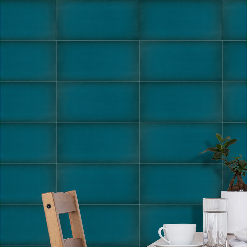 Ombre Ivory 6 in. x 12 in. Glossy Ceramic Wall Tile (8.0 sq. ft./Case), Blue