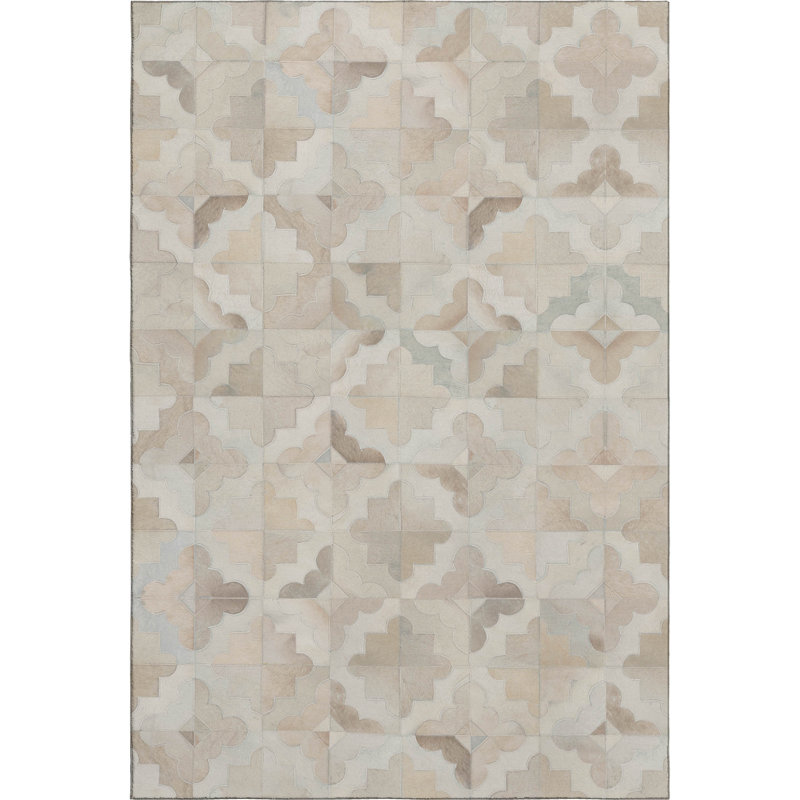 Premium Machine Washable Lewes AMF103 Ivory Rug, Rectangle 3' x 5'