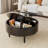 Fluted Round Lift Top Coffee Table With Storage, Adjustable Height Cocktail Table For Living Room-884580881