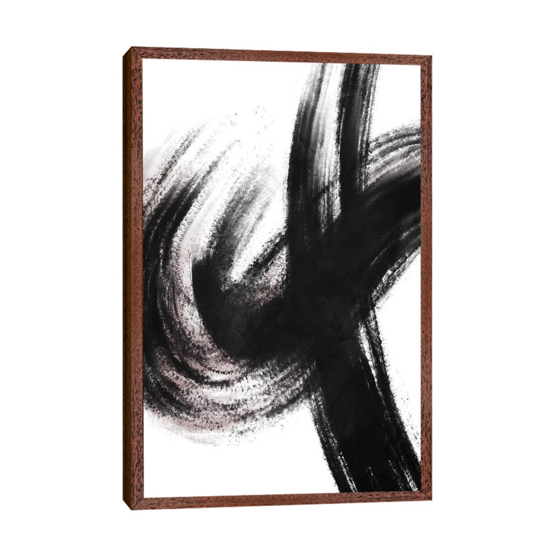 Strokes II by On Rei - Painting on Canvas, Classic Brown Wood Framed, 66.04cm H x 45.72cm W x 3.81cm D
