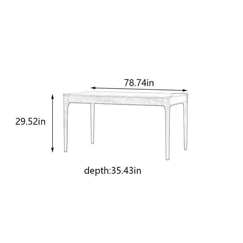 New Chinese rectangular solid wood dining table, 29.52"H x 78.74"L x 35.43"W