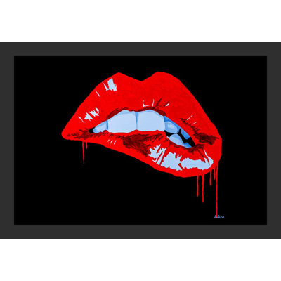 Lèvres, baiser sexy, impression encadrée
