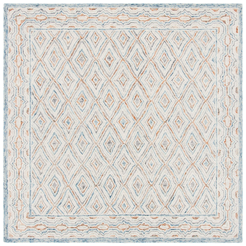 Conley Hand Tufted Wool Geometric Rug, Square 7'