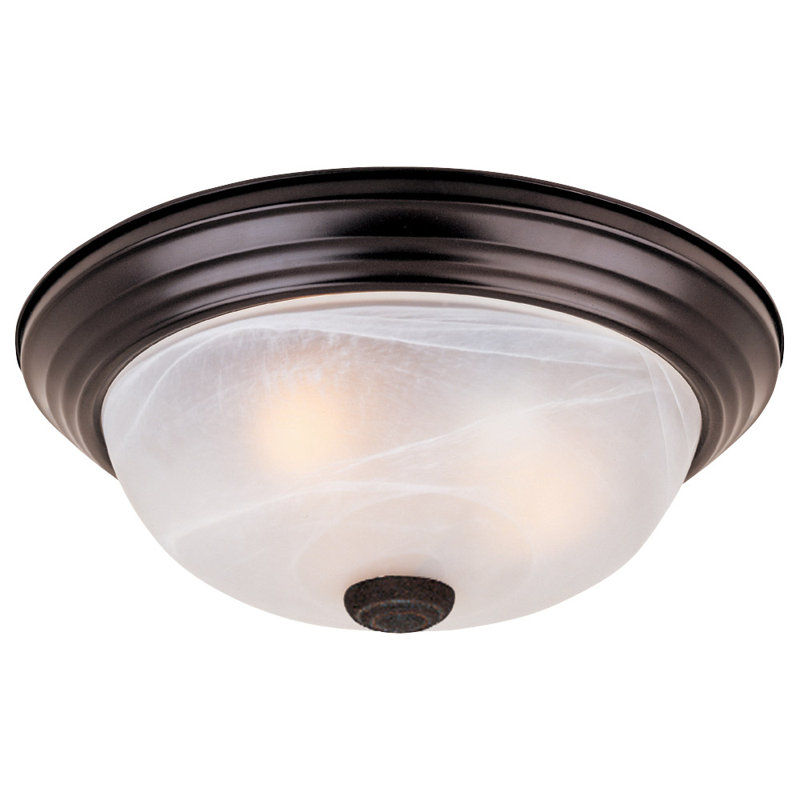 Kaylor Glass Flush Mount, Oil Rubbed Bronze/5.5"H x 15.25"W/White Alabaster