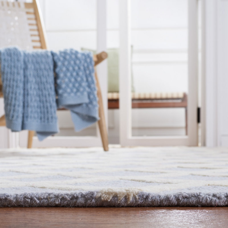 Sanyla Hand Tufted Wool Geometric Rug, Square 8'