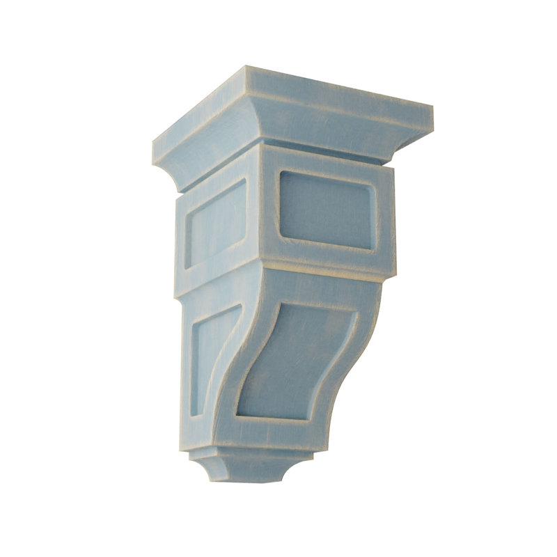 Corbeau en bois Reyes, H 10 po x l 5 po x P 5,75 po, Bleu bois flotté