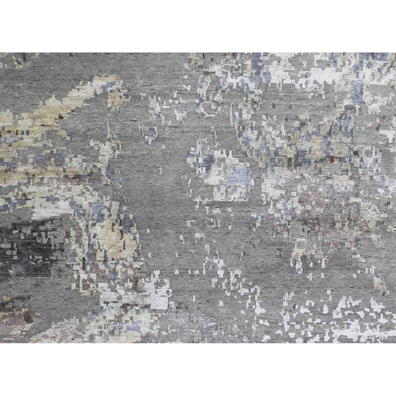Hand Woven Silk and Wool Abstract Area Rug, Rectangle 2' x 3'