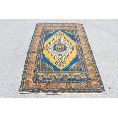 Handwoven Vintage Turkish Rug with Geometric Pattern for Unique Bohemian Interior Design
