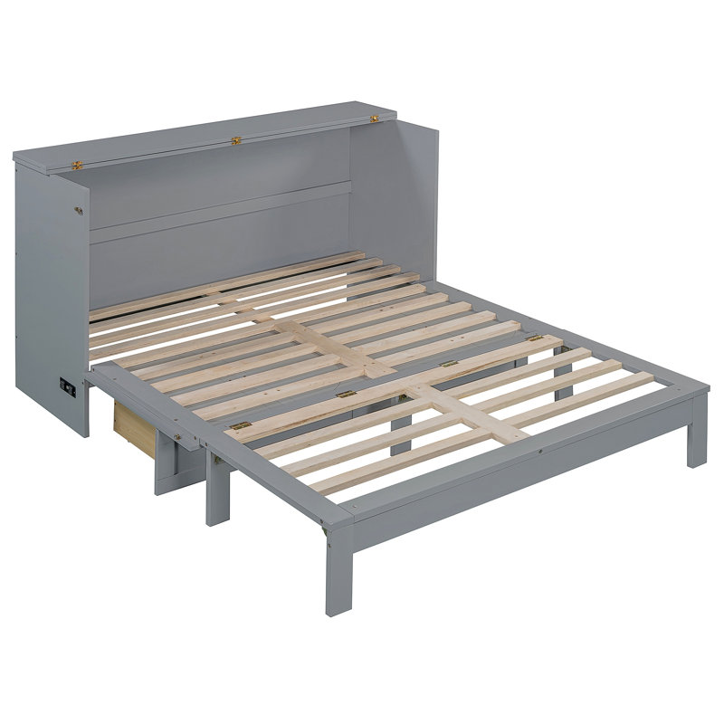 Murphy Bed With Large Drawers, Gray