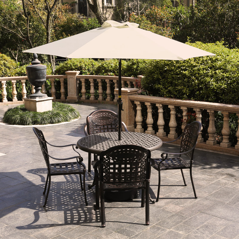 Parasol de patio pour l'extérieur avec bouton-poussoir et manivelle