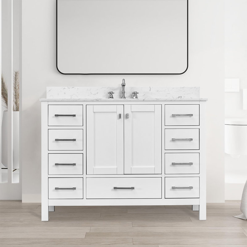 Linton 48" Single Bathroom Vanity Set, White, Chrome