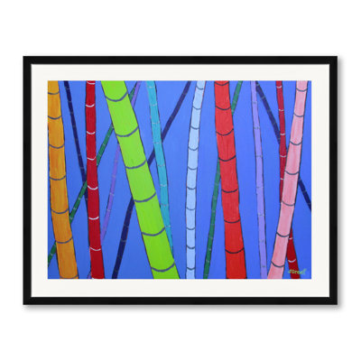 Bamboo On Blue Print by Sue Graef