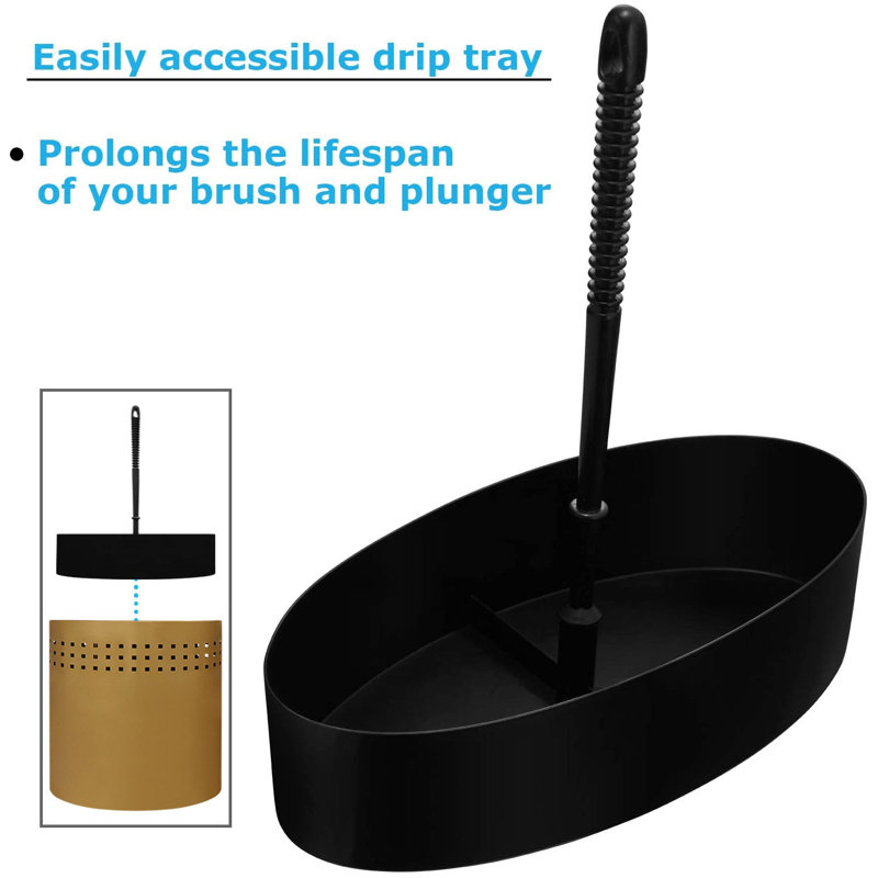 Gold Modern Toilet Brush and Plunger Set with Holder